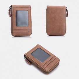 Men Genuine Leather RIFD 10 Card Slots 2 Leather Layer Wallet