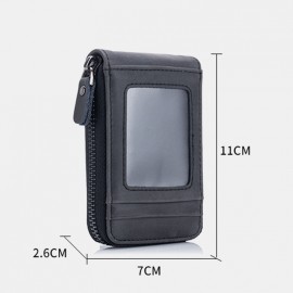 Men Genuine Leather RIFD 10 Card Slots 2 Leather Layer Wallet
