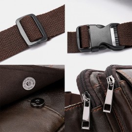 Men Genuine Leather Retro Crossbody Bag Chest Bag Sling Bag