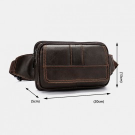 Men Genuine Leather Retro Crossbody Bag Chest Bag Sling Bag
