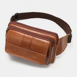 Men Genuine Leather Retro Crossbody Bag Chest Bag Sling Bag