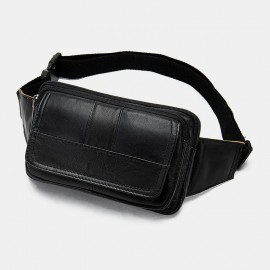 Men Genuine Leather Retro Crossbody Bag Chest Bag Sling Bag