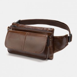 Men Genuine Leather Retro Crossbody Bag Chest Bag Sling Bag
