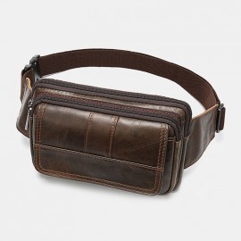 Men Genuine Leather Retro Crossbody Bag Chest Bag Sling Bag