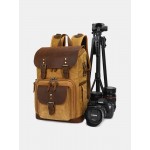 Men Genuine Leather Retro Waterproof Breathable Camera Bag Backpack