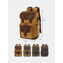 Men Genuine Leather Retro Waterproof Breathable Camera Bag Backpack