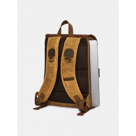 Men Genuine Leather Retro Waterproof Breathable Camera Bag Backpack