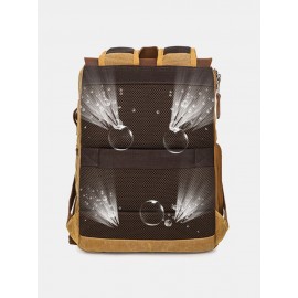 Men Genuine Leather Retro Waterproof Breathable Camera Bag Backpack