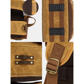 Men Genuine Leather Retro Waterproof Breathable Camera Bag Backpack