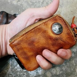 Men Genuine Leather Vintage Card Holder Key Bag