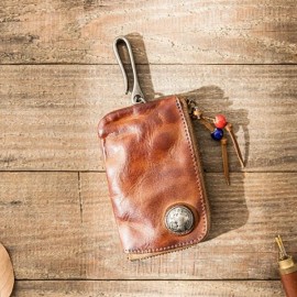 Men Genuine Leather Vintage Card Holder Key Bag