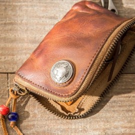 Men Genuine Leather Vintage Card Holder Key Bag