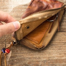 Men Genuine Leather Vintage Card Holder Key Bag