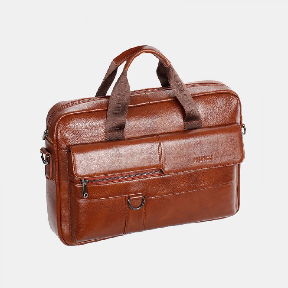 Men Genuine Leather Vintage Large Capacity Crossbody Bag Handbag