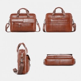Men Genuine Leather Vintage Large Capacity Crossbody Bag Handbag