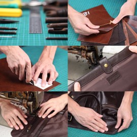 Men Genuine Leather Vintage Large Capacity Crossbody Bag Handbag