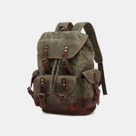 Men Genuine Leather Waterproof Wear-resistant Outdoor Travel Backpack