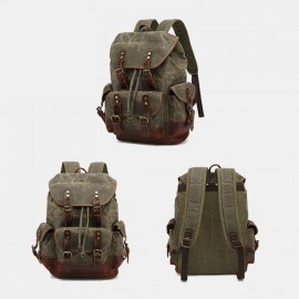 Men Genuine Leather Waterproof Wear-resistant Outdoor Travel Backpack
