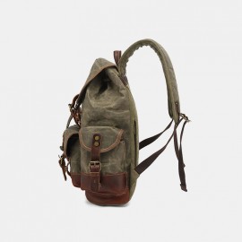 Men Genuine Leather Waterproof Wear-resistant Outdoor Travel Backpack