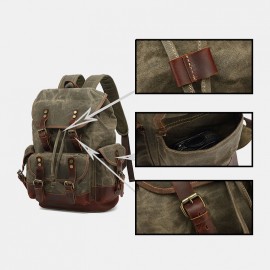 Men Genuine Leather Waterproof Wear-resistant Outdoor Travel Backpack