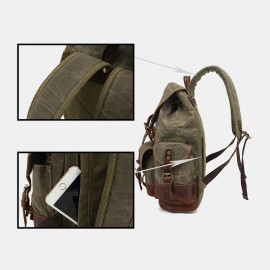 Men Genuine Leather Waterproof Wear-resistant Outdoor Travel Backpack