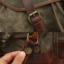 Men Genuine Leather Waterproof Wear-resistant Outdoor Travel Backpack