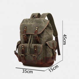 Men Genuine Leather Waterproof Wear-resistant Outdoor Travel Backpack