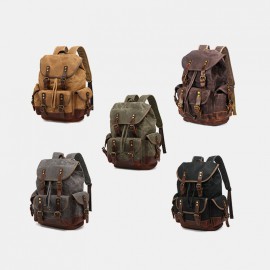 Men Genuine Leather Waterproof Wear-resistant Outdoor Travel Backpack