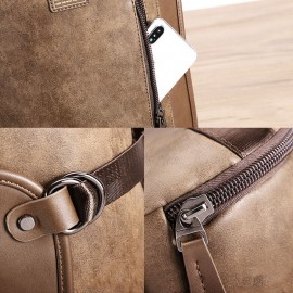 Men Large Capacity Leather Outdoor Travel Backpack Bucket Bag