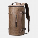 Men Large Capacity Leather Outdoor Travel Backpack Bucket Bag