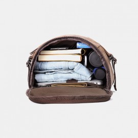 Men Large Capacity Leather Outdoor Travel Backpack Bucket Bag
