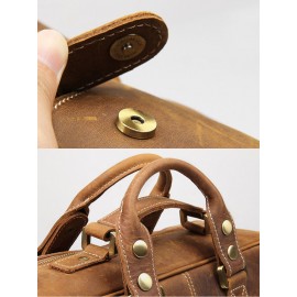 Men Leather Briefcase 14 Inch Soft Genuine Leather Multifuntion Laptop Messenger Bag