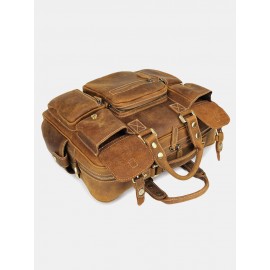 Men Leather Briefcase 14 Inch Soft Genuine Leather Multifuntion Laptop Messenger Bag