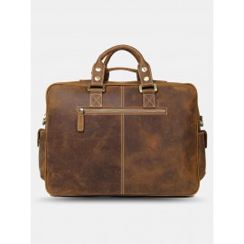 Men Leather Briefcase 14 Inch Soft Genuine Leather Multifuntion Laptop Messenger Bag