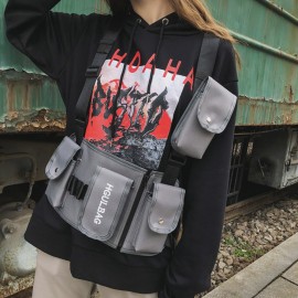Men Multi-pocket Vest Tactical Hip-Hop Chest Bag Sling bag