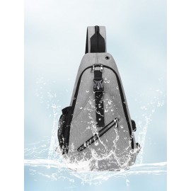 Men Multifunction Waterproof Earphone Hole Chest Bags Shoulder Bag Crossbody Bag