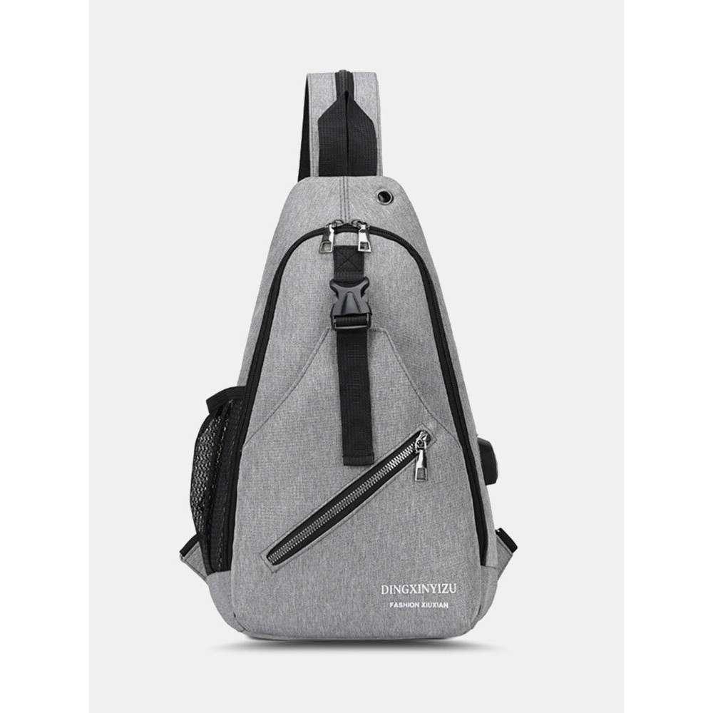 Men Multifunction Waterproof Earphone Hole Chest Bags Shoulder Bag Crossbody Bag