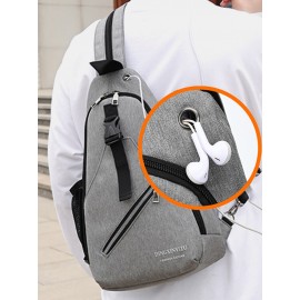 Men Multifunction Waterproof Earphone Hole Chest Bags Shoulder Bag Crossbody Bag