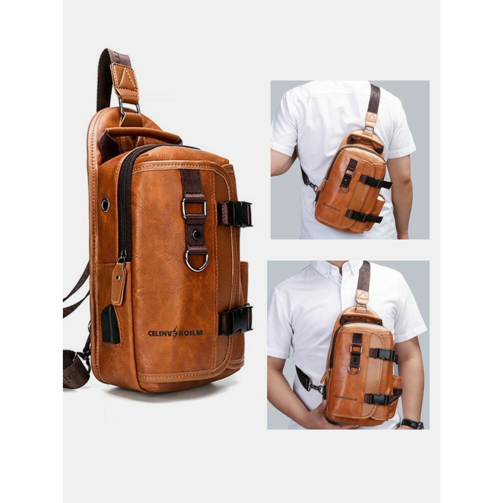 Men Multifunction Wear-resistant Waterproof Crossbody Bag Chest Bag Sling Bag