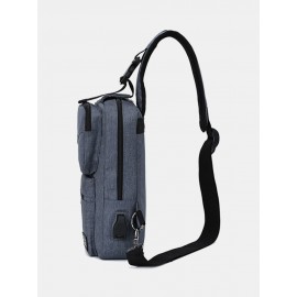 Men Nylon Earphone Hole Waterproof Large Capacity Chest Bag Shoulder Bag Crossbody Bag
