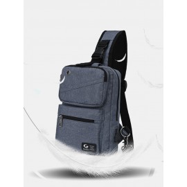Men Nylon Earphone Hole Waterproof Large Capacity Chest Bag Shoulder Bag Crossbody Bag