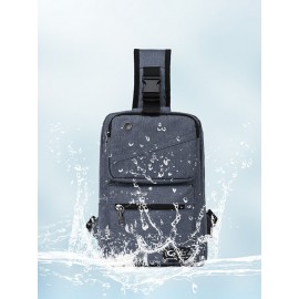 Men Nylon Earphone Hole Waterproof Large Capacity Chest Bag Shoulder Bag Crossbody Bag
