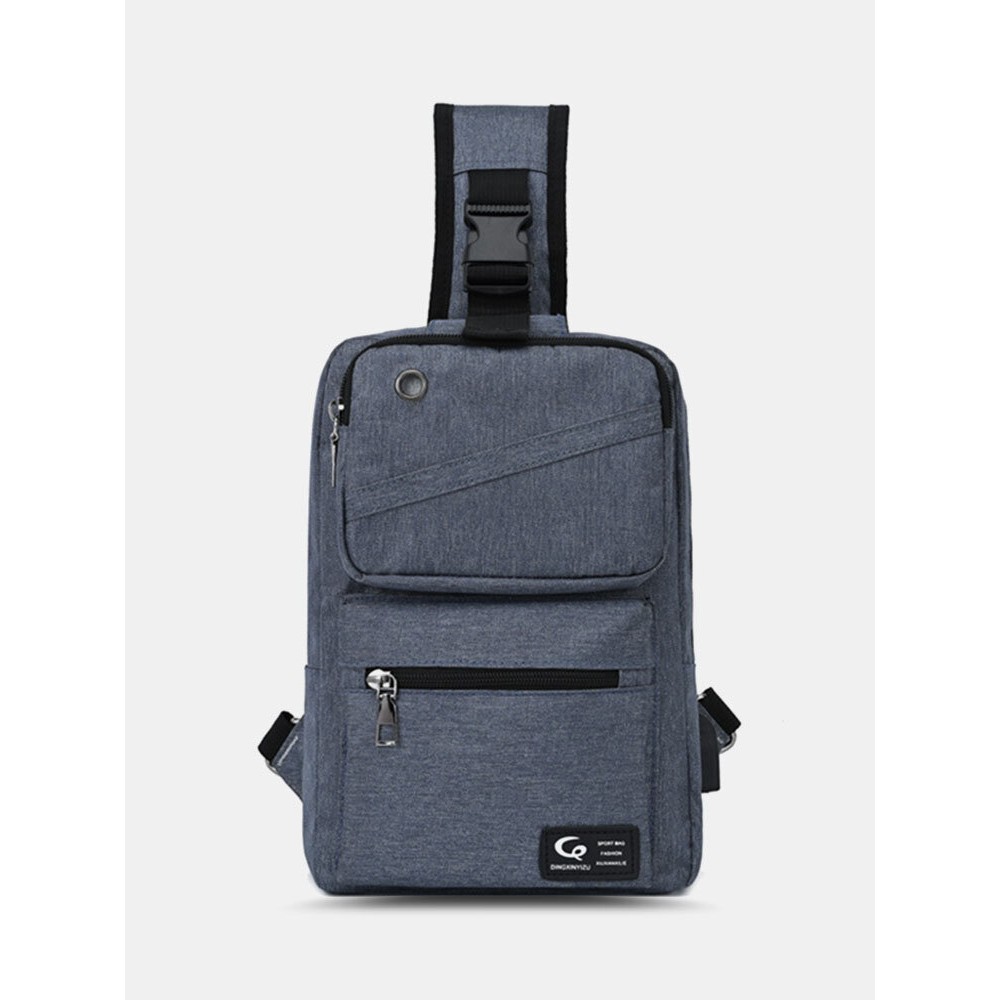 Men Nylon Earphone Hole Waterproof Large Capacity Chest Bag Shoulder Bag Crossbody Bag