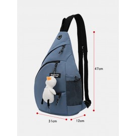 Men Nylon Earphone Hole Waterproof Large Capacity Chest Bags Shoulder Bag Crossbody Bag