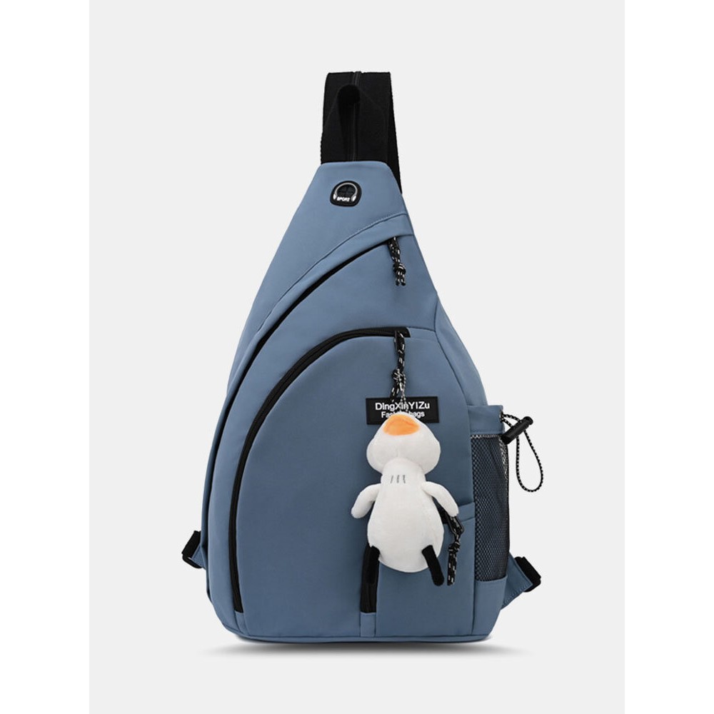 Men Nylon Earphone Hole Waterproof Large Capacity Chest Bags Shoulder Bag Crossbody Bag