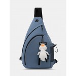 Men Nylon Earphone Hole Waterproof Large Capacity Chest Bags Shoulder Bag Crossbody Bag