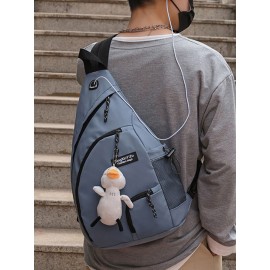 Men Nylon Earphone Hole Waterproof Large Capacity Chest Bags Shoulder Bag Crossbody Bag
