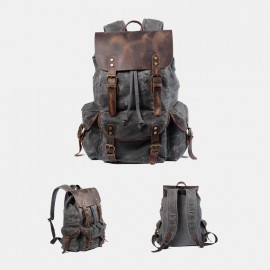 Men Oil Wax Waterproof Wear-resistant Outdoor Travel Backpack