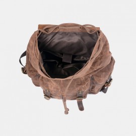 Men Oil Wax Waterproof Wear-resistant Outdoor Travel Backpack