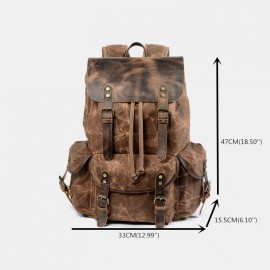 Men Oil Wax Waterproof Wear-resistant Outdoor Travel Backpack